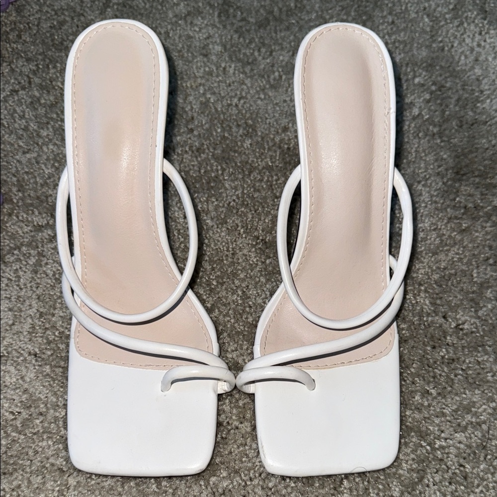 Elegant White Strappy Women's Heels